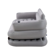 Inflatable Couch Sofa Bed, Flocked Air Mattress Bed with Armrest, Double Size