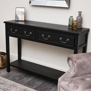 Large Black 2 Drawer Console Table storage shelf vintage furniture hallway
