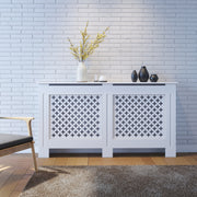 Large Radiator Cover Modern White Painted Cross Grill Wood Wall Cabinet Home UK