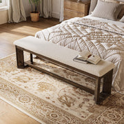 63-Inch Modern Solid Wood Entryway Bench with Upholstered Cushion for Hallway