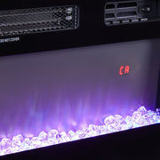 TV Stand Cabinet High Gloss White Electric Fireplace Unit W/ LED 12 Colour Flame