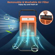 63L Commercial Dehumidifier Industrial Dehumidifier 5.5L Water Tank Mobile