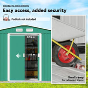 Outsunny 9 x 6FT Galvanised Garden Storage Shed with Sliding Door + Vents, Green