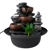 Water Feature Indoor Tabletop LED Sound Fountain Waterfall Home Decor 3 Bowls