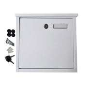 White Steel Lockable Post Box Outdoor Letter Mail Postbox Top-loading New