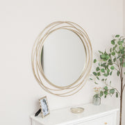 Large Round Silver Swirl Mirror spiral circle luxe glam art deco wall decor