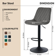 4PCS Swivel Bar Stools Velvet/Faux Suede Breakfast Adjustable Height Bar Chair