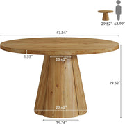 47.24 Inch Solid Wood Round Dining Table Farmhouse Kitchen Table for 4-6 People