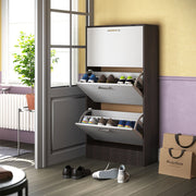 3 Drawer Shoe Cabinet Storage Cupboard Wooden Stand Rack Organiser Footwear Unit