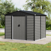 8X7FT Galvanised Metal Garden with Double Sliding Doors Outdoor Storage Shed UK