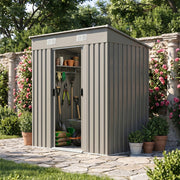 6 x 4FT Metal Garden Shed Galvanised Outdoor Storage Shed with Foundation Kit