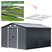 12X10FT Metal Steel Garden Shed Apex Roof W/ Barn Tool Storage House Ventilation
