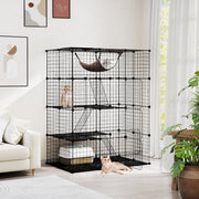 4-Tier Large Cat Cage 143cm Indoor Enclosure With Hammock