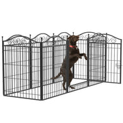 8 Panels Dog Playpen Heavy-duty Cage Lockable Door Garden Barrier Exercise Fence