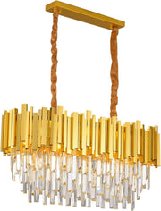 Modern Gold Crystal 3-Tier K9 Oval Chandelier Crystal Light Fixture 80*30cm