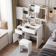 Dressing Table With Drawers Mirror Stool Set Makeup Desk Vanity Table Bedroom Pr