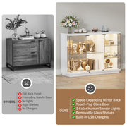 Lockable Glass Display Cabinet 3-Colour LED Lighting for Figures Collectibles