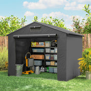 8 x 4 ft Garden Storage Shed with Roll-up Zipper Door Grey Refurbished