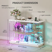 RGB Glass Display Cabinet with Lock, Motion Sensor, Display Case for Figures