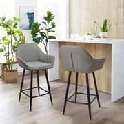 Set of 2 Bar Stools PU Leather Seat Bar Chair for Home Breakfast Kitchen Counter