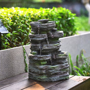 Solar Power Water Fountain Feature LED Lights Outdoor Garden Stone Statues Decor