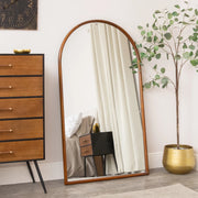 Large Dark Wood Framed Arched Leaner Mirror - 90cm x 158cm