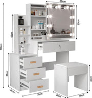 Dressing Table With Drawers Mirror Stool Set Makeup Desk Vanity Table Bedroom