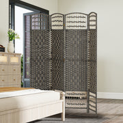 6 Panel Room Divider Folding Privacy Screen with Pine Wood Frame Refurbished