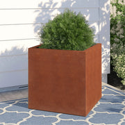 Corten Steel Rectangle Cube Planter Garden Plants Pot In/Outdoor Trough Tub Box