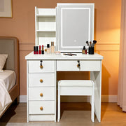 Dressing Table With Led Mirror Drawers Stool Set Makeup Desk Vanity Table Lights