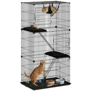 3-Tier Large Cat Cage Indoor, Detachable Metal Wire Kennel w/ Hammock