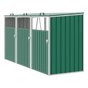 Triple Wheelie Bin Storage Metal Store Cover Garden Rubbish Dustbin 3 Shed House