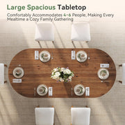 63-Inch Solid Wood Oval Dining Table Modern Wooden Kitchen Table for 4-6 People