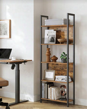 Rustic Wood Bookcase Bookshelf 5 Tier Industrial Storage Display Shelving