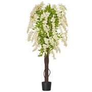 Artificial Plant White Wisteria Tree in Pot Plant for Decor, 160cm