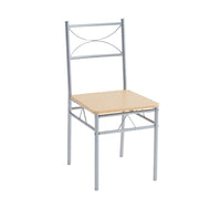 Dining Table and Chairs Set Metal Wood Effect Table Dining Set 4 Chairs Silvia