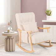 Nursery Rocking Chair Upholstered Glider Rocker w/High Backrest-Beige