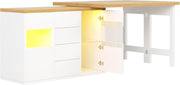 Bar Table !SALE! Extendable 360 Rotating Kitchen Island Storage White