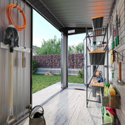 Garden Shed 8x4ft Outdoor Storage Waterproof Bike Tool Shed Triple Lock Plastic