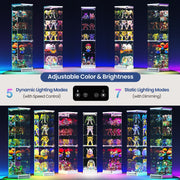 Corner Display Cabinet with Glass Doors Lockable RGB Lights Collectables Figures