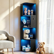 4-Tier Corner Display Cabinet with 3-Colour LED Lighting and Motion Sensor