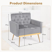 Modern Velvet Accent Chair Upholstered Armchair Sofa Chair-Grey