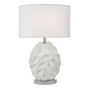 DAR Zachary Oval Table Lamp White Linen Shade Textured Metal Base Bedroom 60cm
