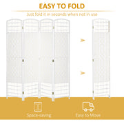 6 Panel Room Divider Folding Privacy Screen with Pine Wood Frame Refurbished