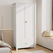 Modern Large Wooden 2 Door Wardrobe with 1 Drawers Bedroom Storage Furniture