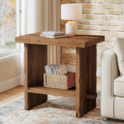 Modern Solid Wood Side Table Small Narrow End Table with Storage for Living Room