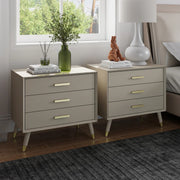 Large 3 Drawer Bedside Table - Oslo Taupe Range
