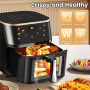 OYAJIA Air Fryer 10L with Easy-View Window, Touch Controls, Nonstick, 6 Function