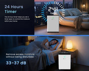 Dehumidifier 12L for Home with Automatic Humidity Sensor & Continuous Drainage