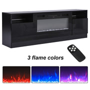 70inch Black TV Stand Cabinet Electric Fireplace Unit 12 LED Colour Fire Flame